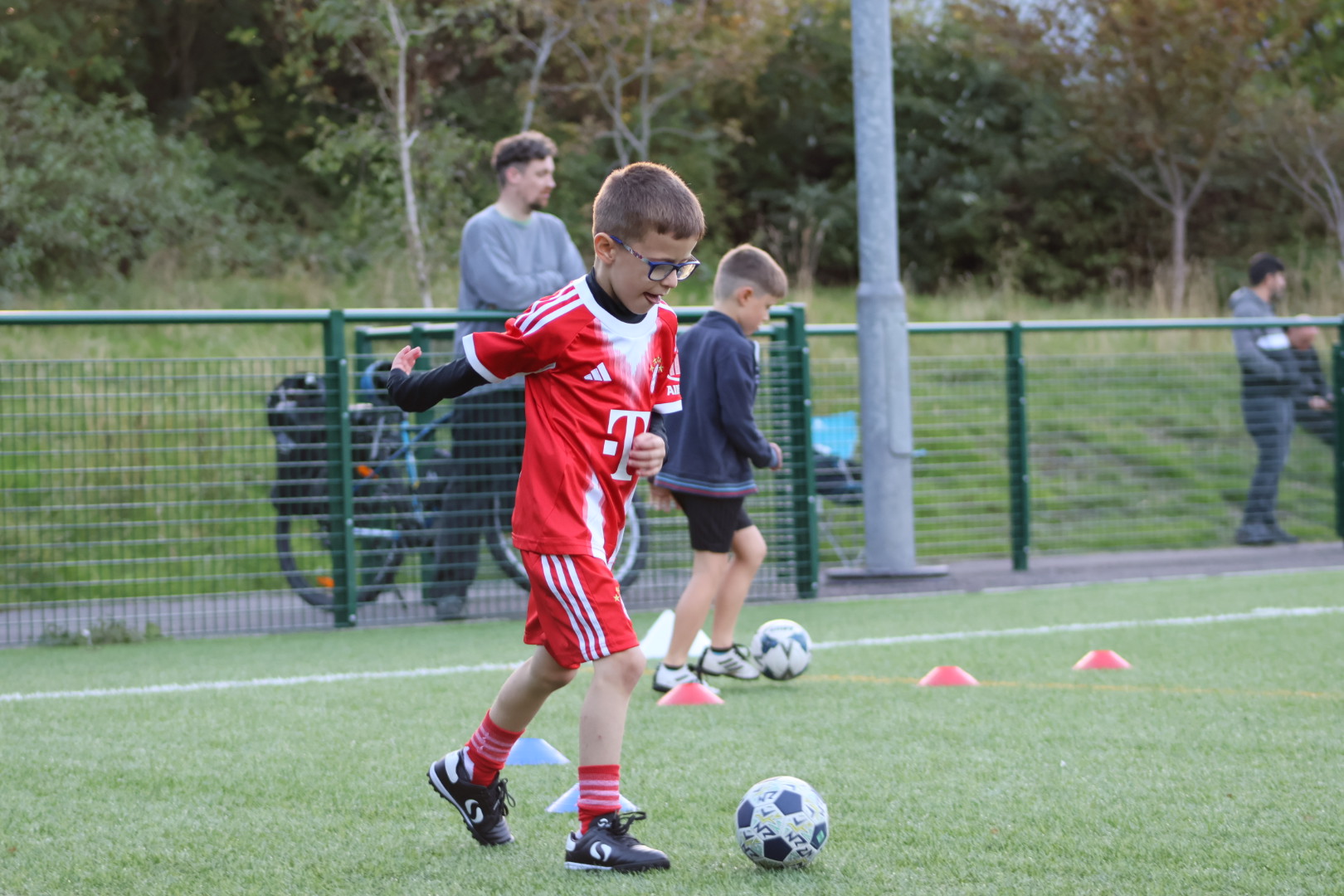 Young player practising football skills